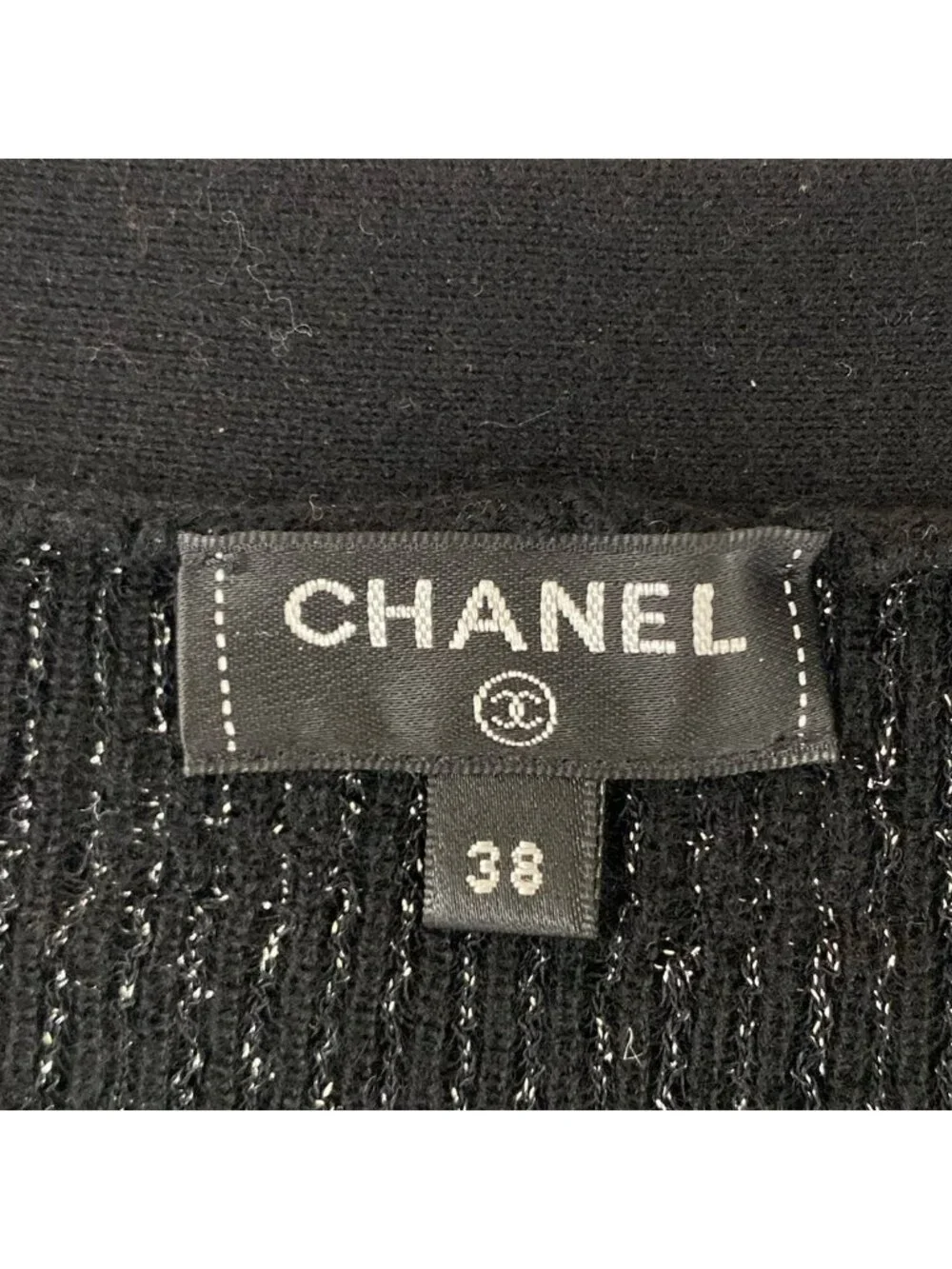 Chanel Long Sleeve Sweater 38 M Black 38 Pullover Lame Coco Button Cashmere